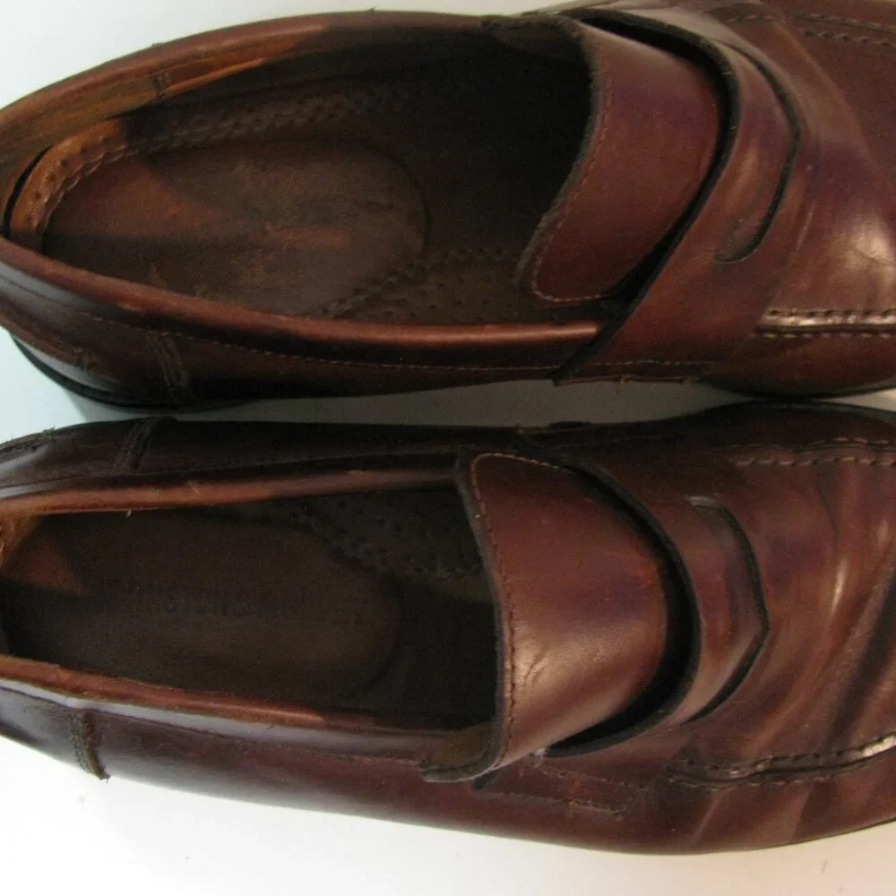 ** Johnston & Murphy Brown Leather Mens Dress Shoe 10 Excellent Condition - Picture 4 of 9